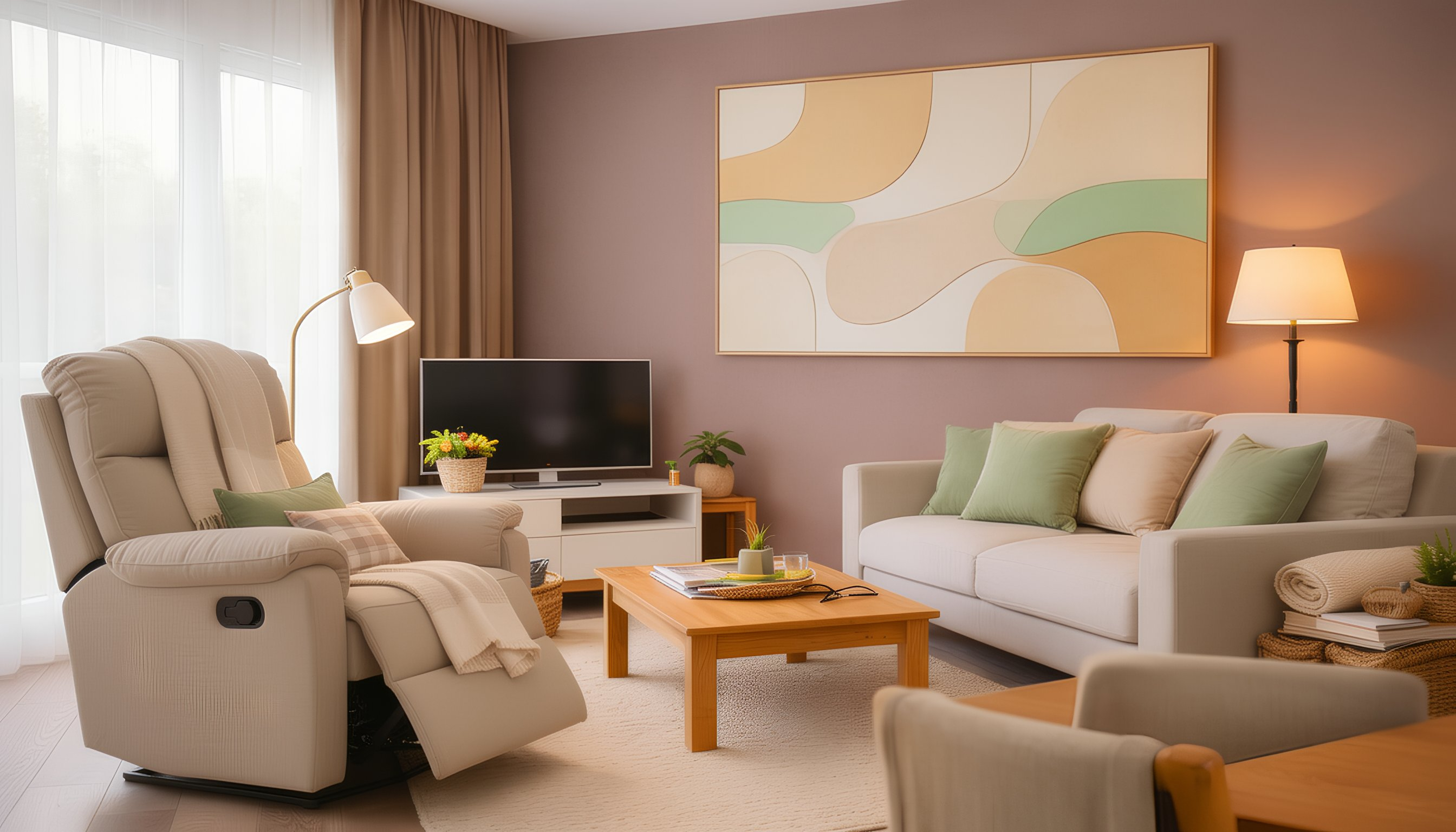 Salon lumineux – location cure Digne-les-Bains